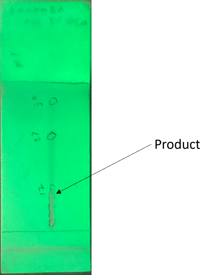 HA+aMBA RxN TLC 40 EA-IPA in hexane with arrow.jpg