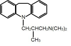 Structure of an organic amine (trimipramine) which can be challenging to purify on bare silica.