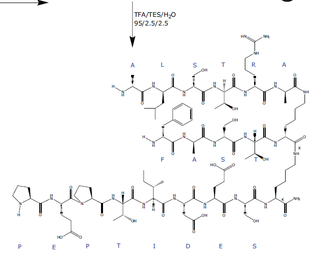 Automated synthesis of a complex multibranched peptide using the ...