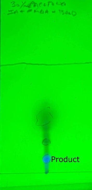 biotage-an1013-figure1-Reaction-mixture-TLC-30%-EtOAcheptane-shows-good-separation-product-less-polar-by-products