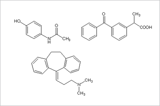 biotage-an830-figure1-structure-acetaminophen-ketoprofen-amitryptiline