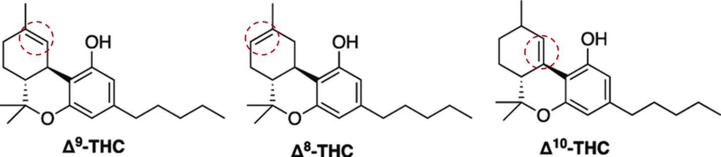 AN1025_Figure 1 Structure of tetrahydrocannabinol isomers