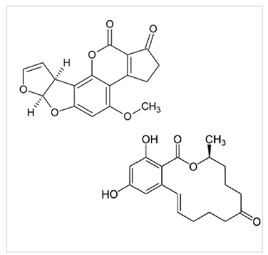 AN823 figure 1 structures of aflatoxin B1 and zearalenone