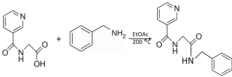 Nicotinuric acid + benzyl amine RxN