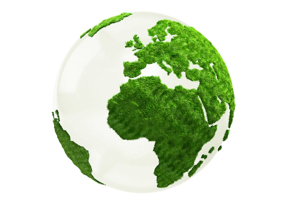 3D World map in grass - isolated over a white background-1